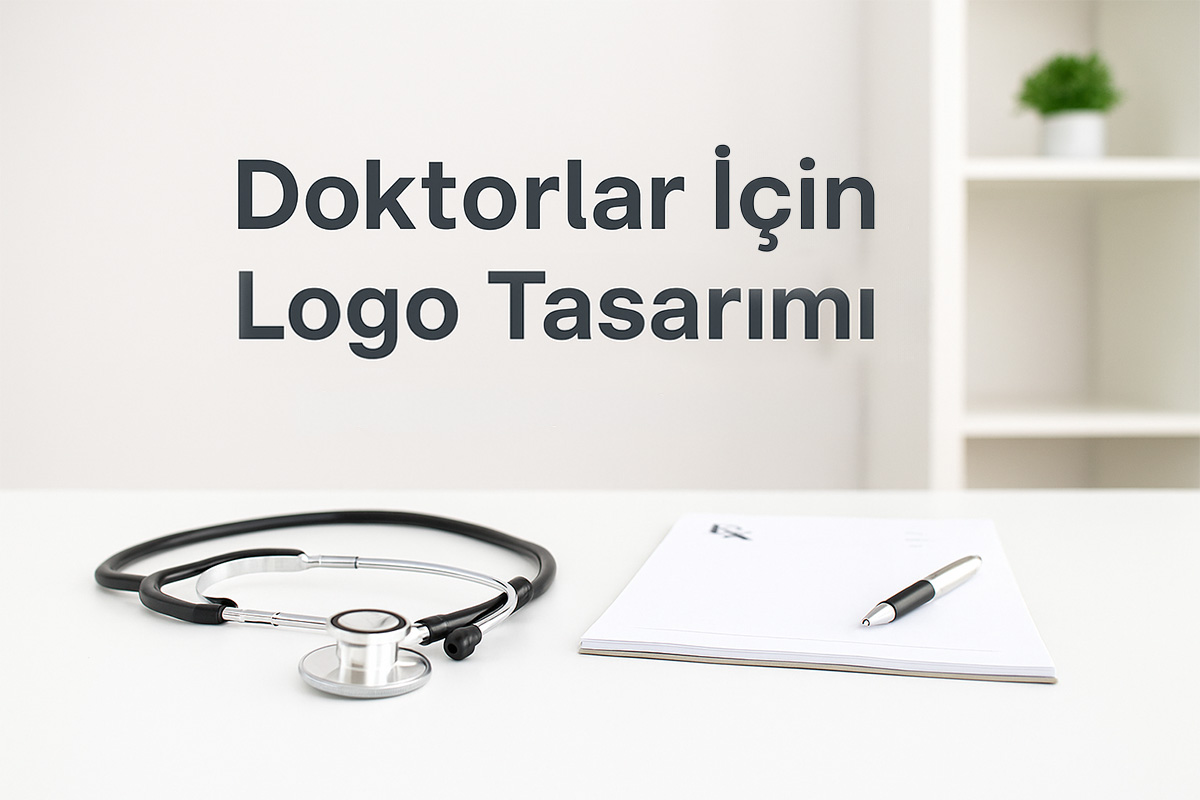 Arel Tasarım – Doktor logo tasarımı için hazırlanmış gerçekçi çalışma alanı görseli.