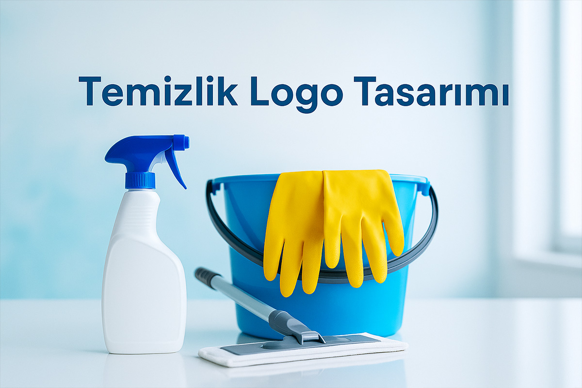 Temizlik sektörü için logo tasarımı, parlak ve hijyenik bir ortamı simgeleyen gerçekçi görsel.