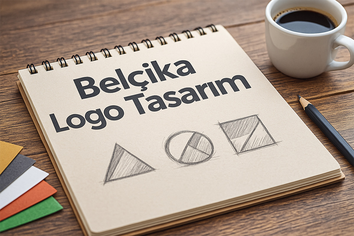 Belçika logo tasarımı defter üzerinde geometrik eskiz çalışması