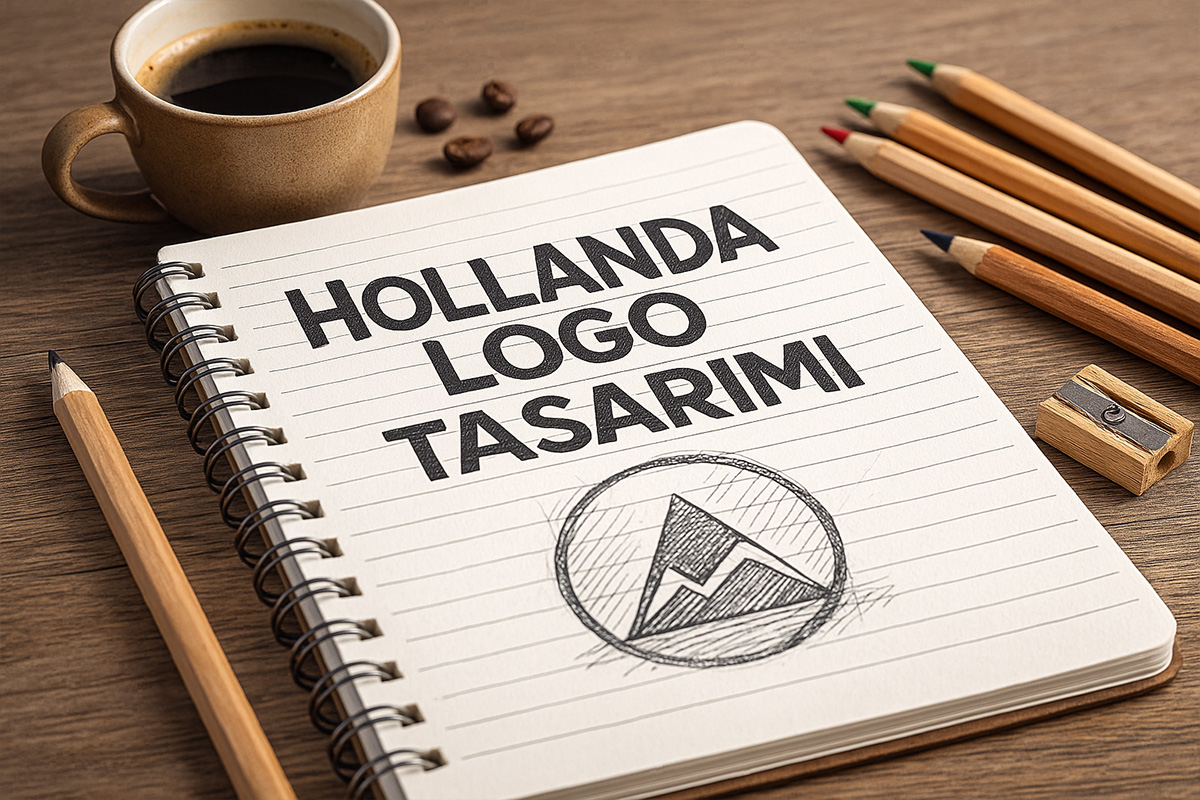 Hollanda logo tasarımı defter üzerinde eskiz çalışması