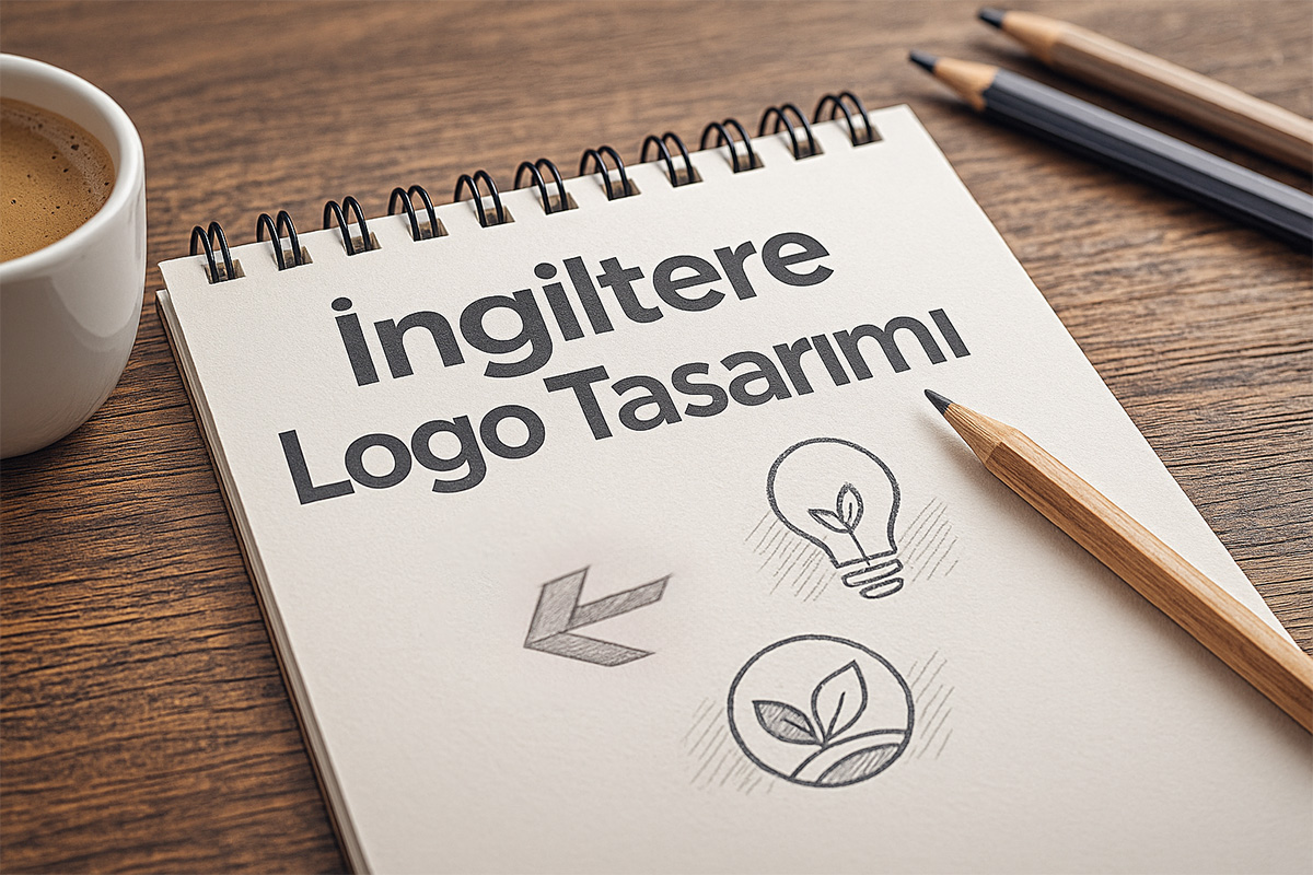 İngiltere logo tasarımı defter üzerinde geometrik eskiz çalışması