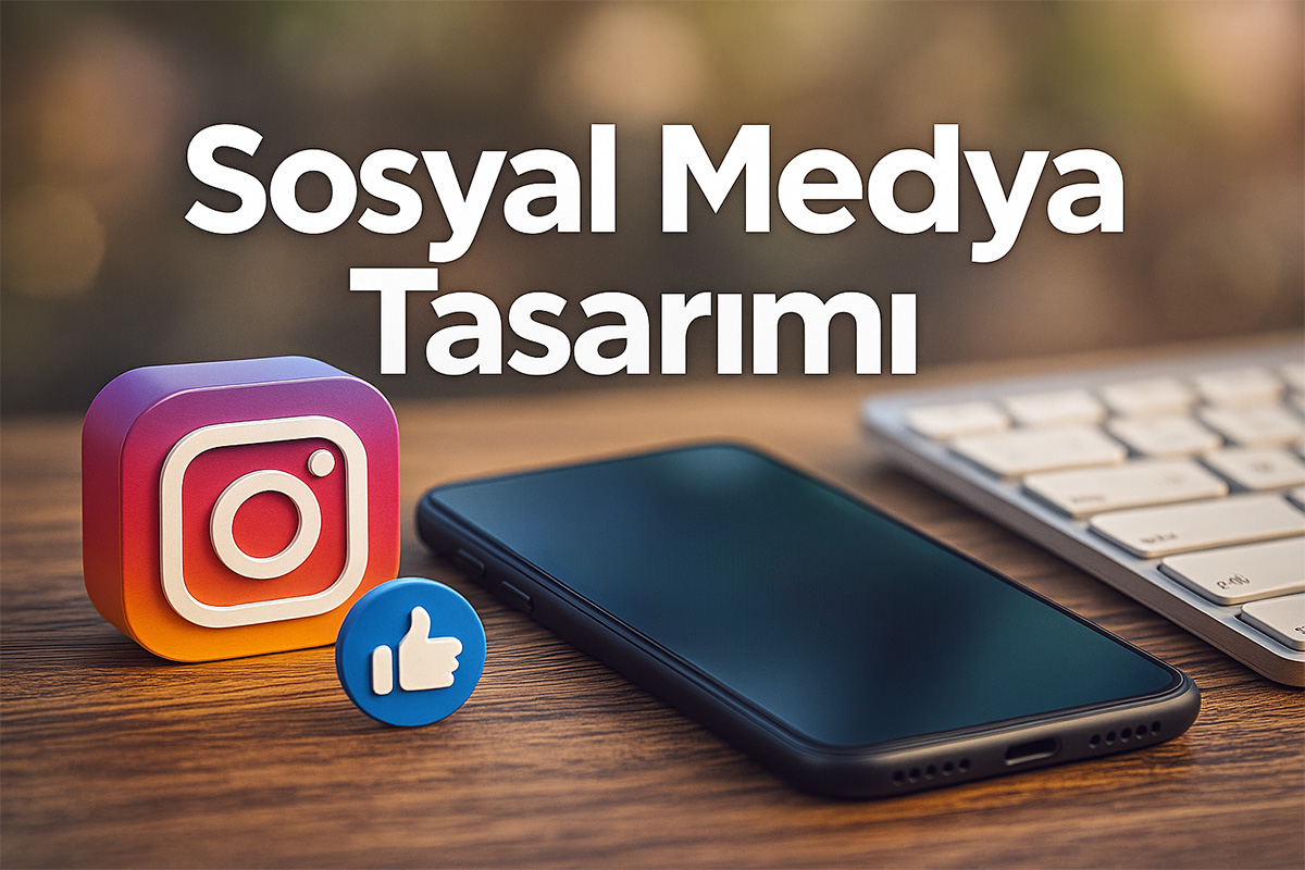 Telefon ekranında yalnızca Instagram logosu bulunan sosyal medya tasarımı görseli.