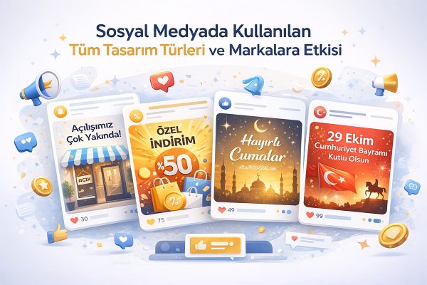 Arel Tasarım tarafından hazırlanan açılış duyurusu, indirim kampanyası, dini gün ve resmi gün sosyal medya tasarım örnekleri