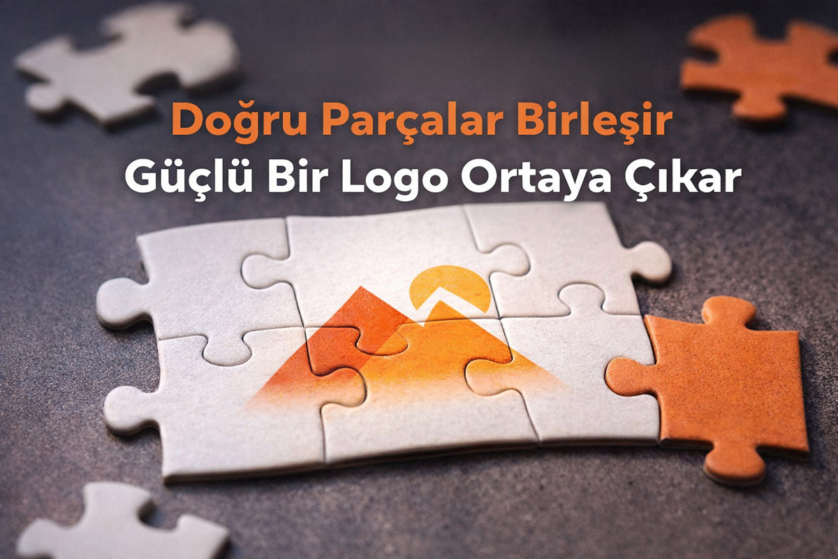 Arel Tasarım tarafından hazırlanan profesyonel logo tasarımı görseli, yapboz parçalarının birleşerek logo oluşturduğu konsept