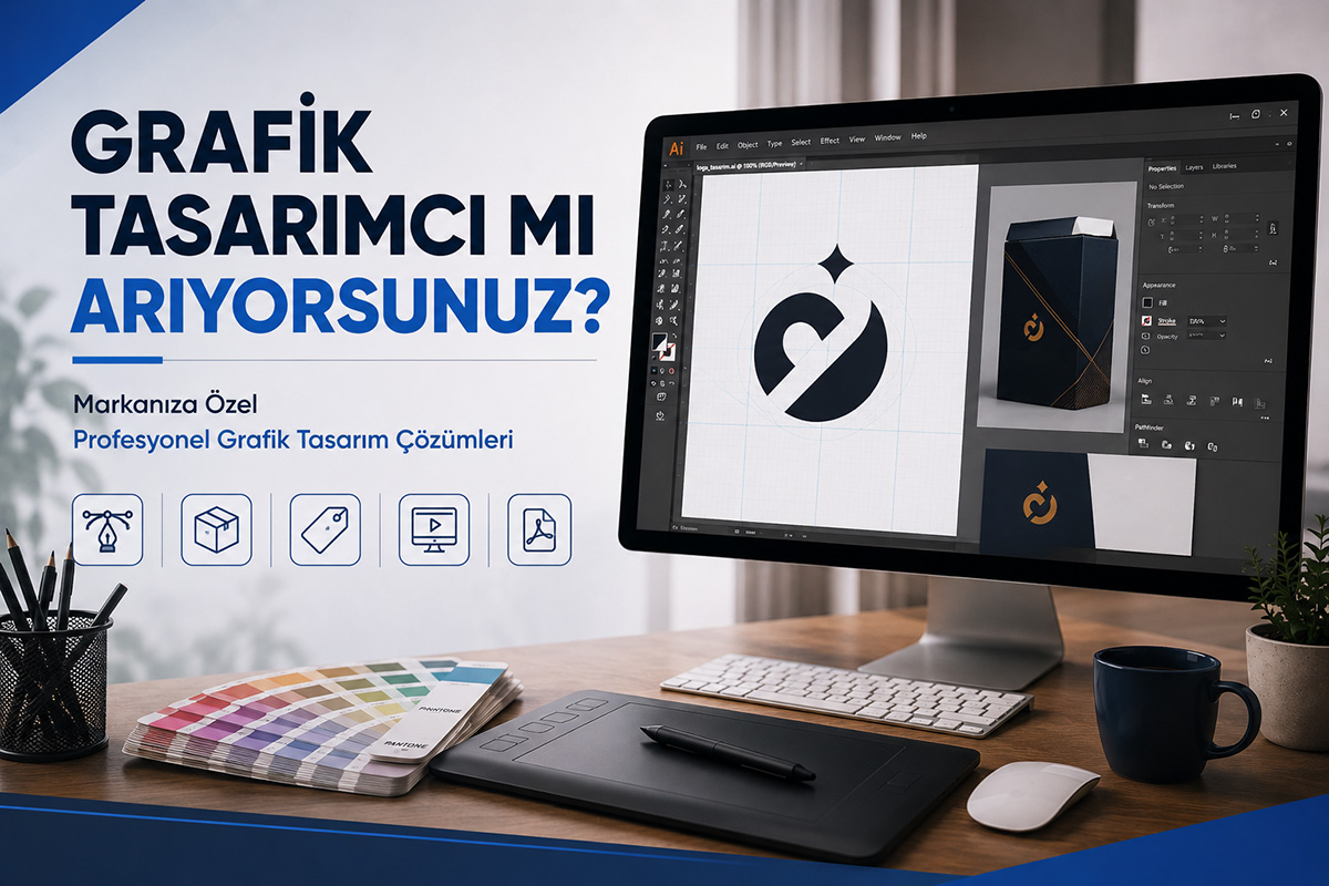 Arel Tasarım tarafından sunulan profesyonel grafik tasarım hizmetini temsil eden, Adobe Illustrator üzerinde logo tasarımının hazırlandığı çalışma alanı.