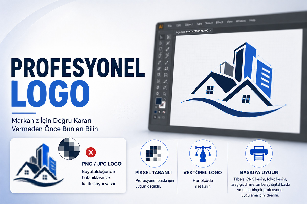 Arel Tasarım tarafından hazırlanan profesyonel vektörel logo tasarımı ile PNG ve JPG logolar arasındaki farkı gösteren karşılaştırmalı görsel.
