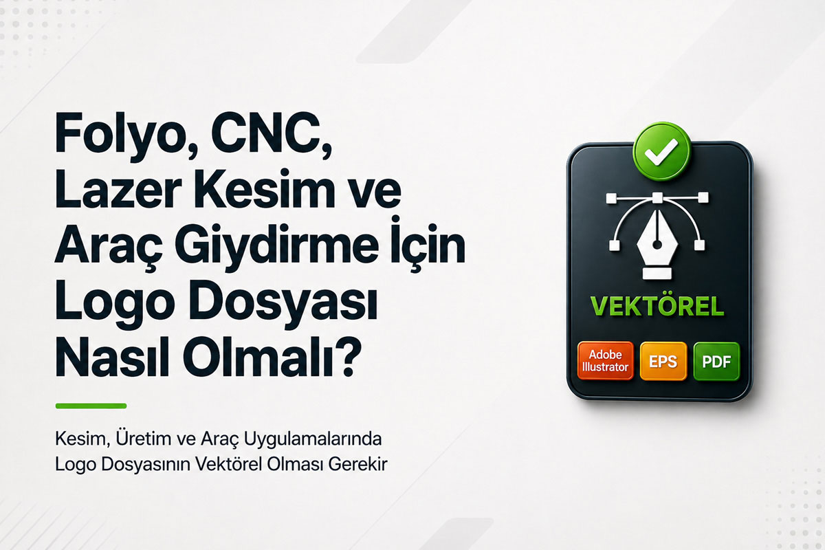 Folyo, CNC, lazer kesim ve araç giydirme için vektörel logo dosyası örneğini anlatan Arel Tasarım görseli