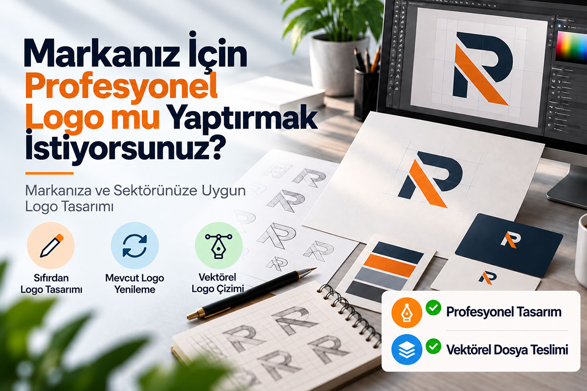 Profesyonel logo tasarımı, mevcut logo yenileme ve vektörel logo çizimi hizmetlerini gösteren Arel Tasarım görseli.
